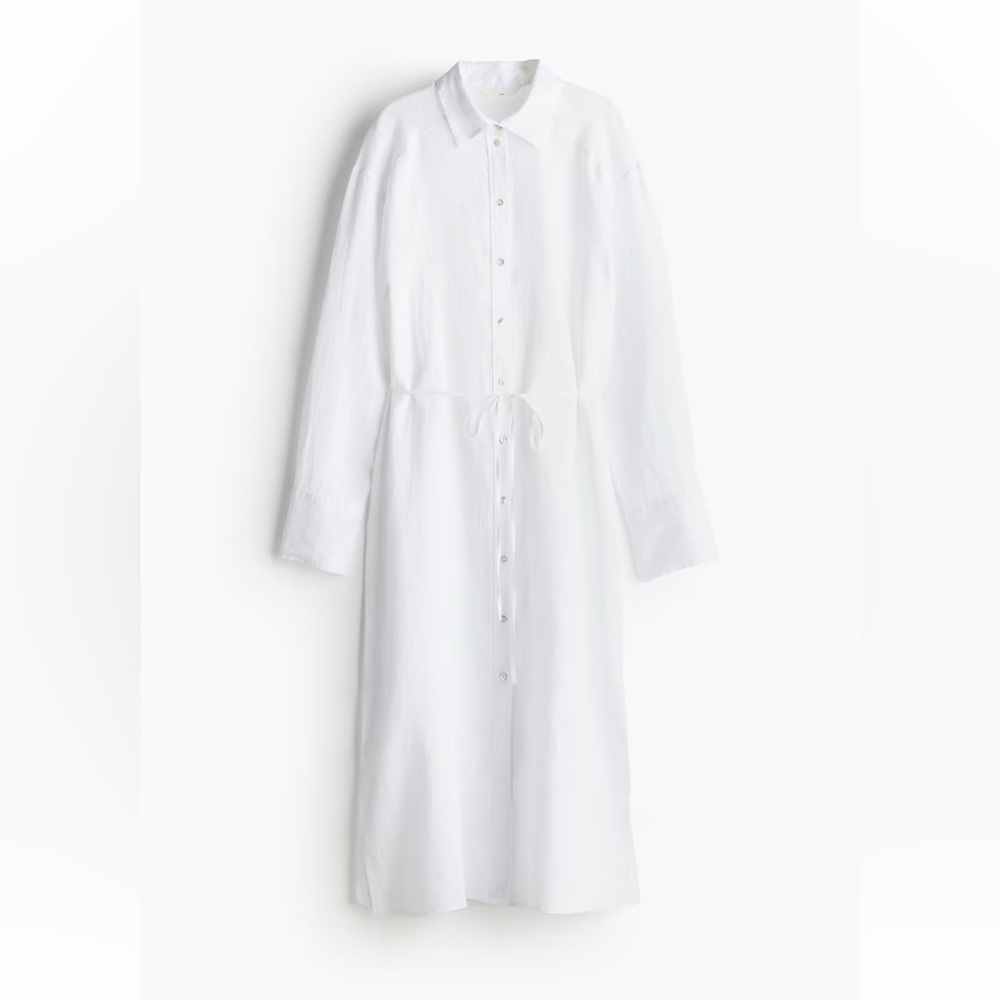 H&M White Long Sleeve Shirt Dress Casual NWT